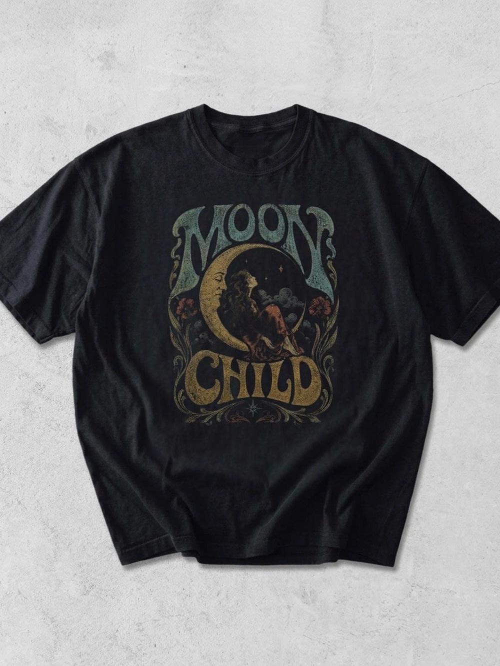 Moon Child Graphic Tee - Black